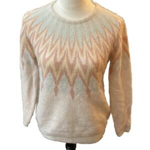 Soft &Cozy Bartolini Alpaca Sweater With Fair Isle Modern Pattern. Women’s Sml